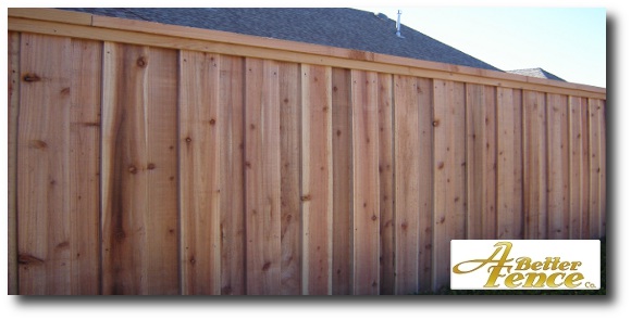 Top view of decorative board on board wooden privacy fence