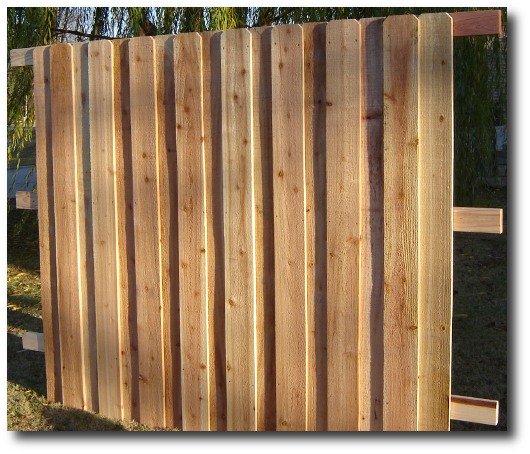 Decorative style absolute privacy fence panel, made in Oklahoma City, Oklahoma.  Cedar pickets, 2